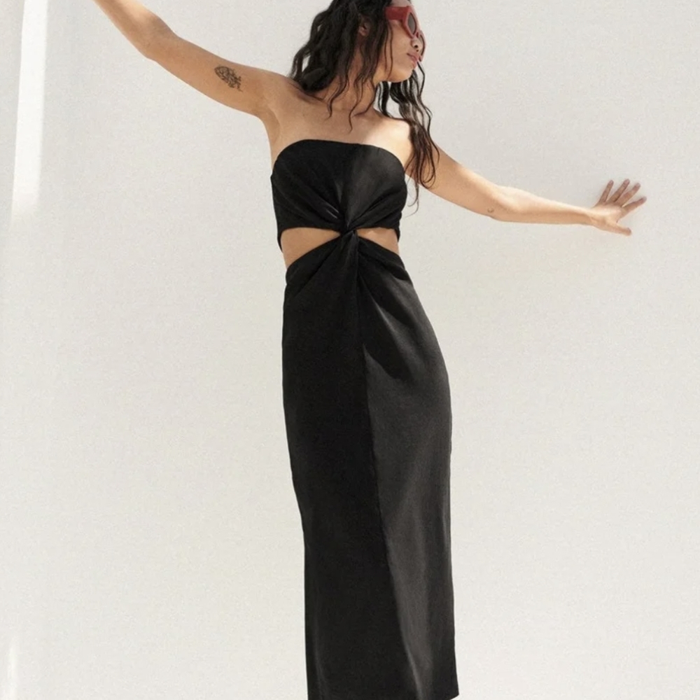 Zara linen cut out dress